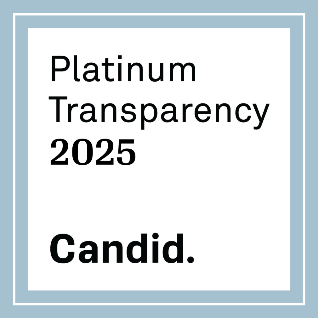 White graphic with a grey border. Text reads: Platinum Transparency 2025. Candid.