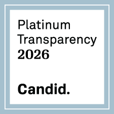 A white logo with a blue border. The logo reads Platinum Transparency 2026 Candid.